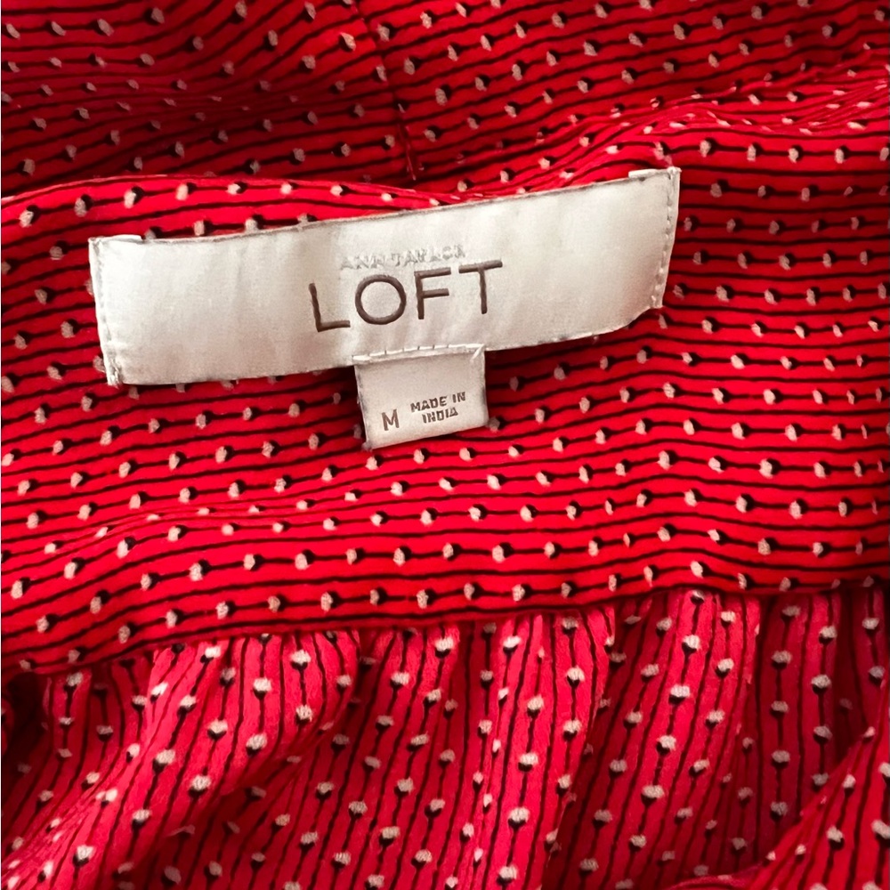 Loft Vibrant Red Patterned Blouse - image 2